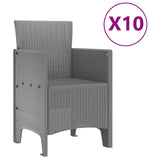 Garden Dining Set 11 pcs Light Grey Polt rattan