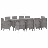 Garden Dining Set 11 pcs Light Grey Polt rattan
