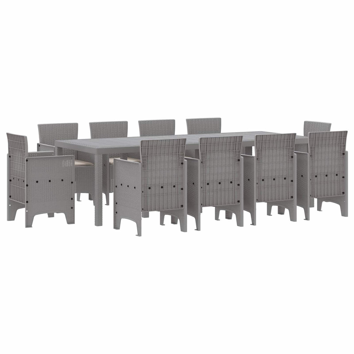 Garden Dining Set 11 pcs Light Grey Polypropylene
