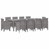Garden Dining Set 11 pcs Light Grey Polt rattan
