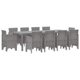 Garden Dining Set 11 pcs Light Grey Polt rattan