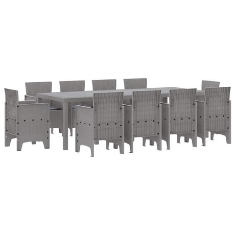 Garden Dining Set 11 pcs Light Grey Polt rattan