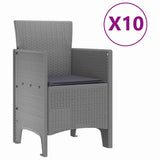 Garden Dining Set 11 pcs Light Grey Polt rattan