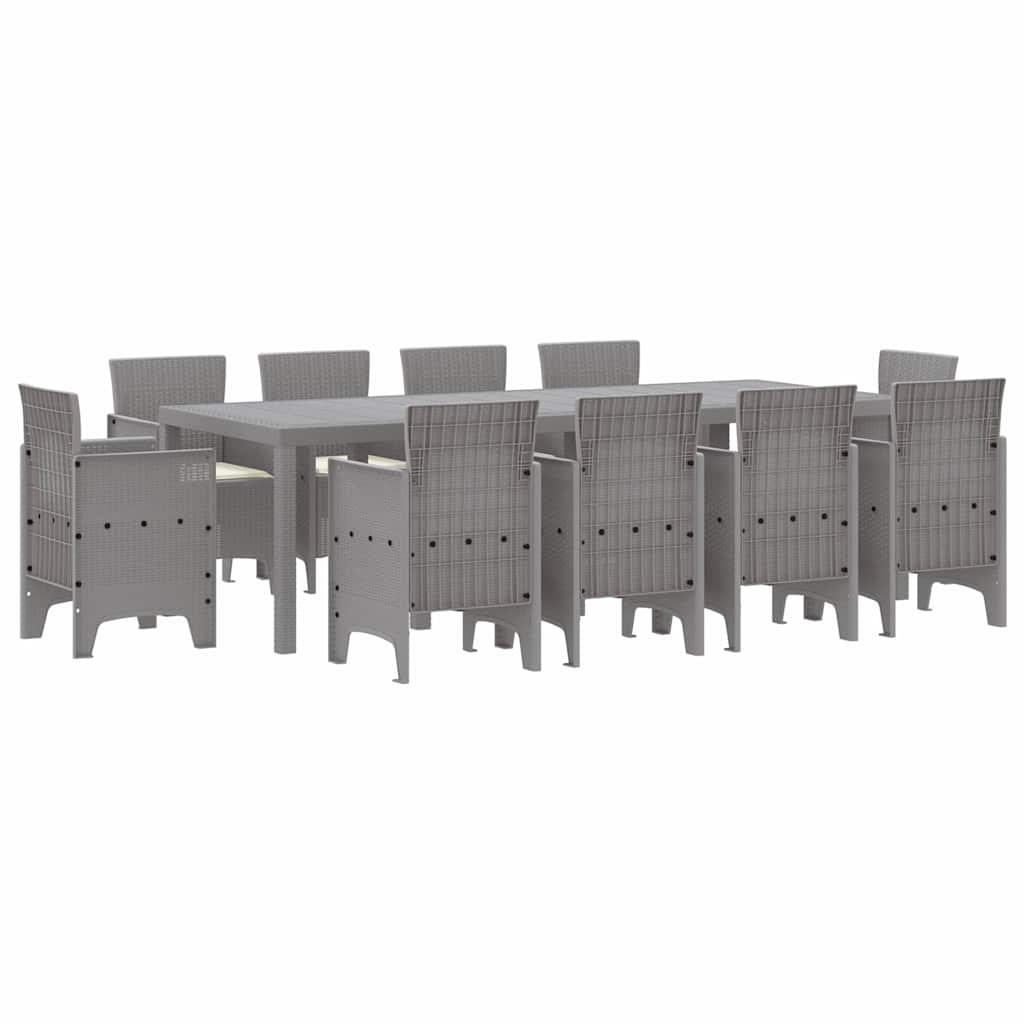 Garden Dining Set 11 pcs Light Grey Polt rattan