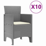 Garden Dining Set 11 pcs Light Grey Polt rattan
