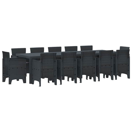 Garden Dining Set with Cushion 13 pcs Anthracite Plastic