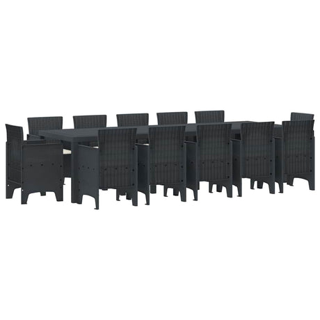 Garden Dining Set with Cushion 13 pcs Anthracite Polyrattan