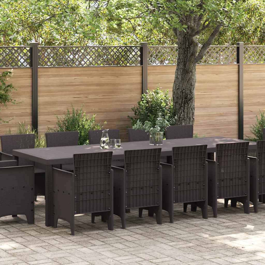Garden Dining Set 13 pcs Brown Poly rattan