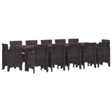 Garden Dining Set with Cushion 13 pcs Brown and Light grey