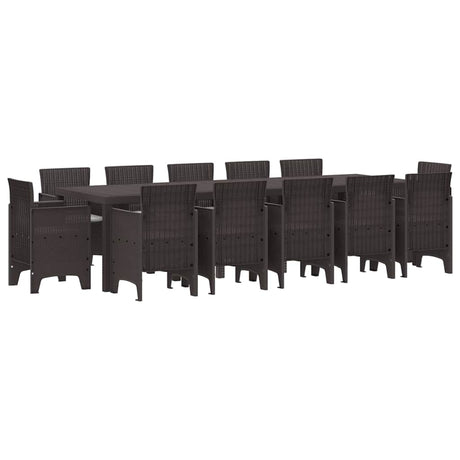 Garden Dining Set with Cushion 13 pcs Brown and Light grey