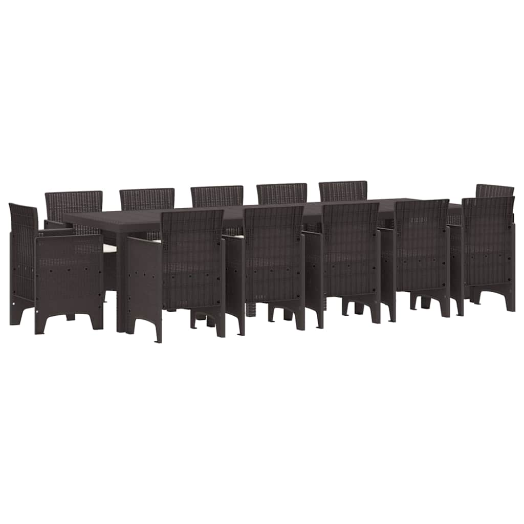 Garden Dining Set with Cushion 13 pcs Brown Rattan