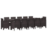 Garden Dining Set with Cushion 13 pcs Brown Rattan