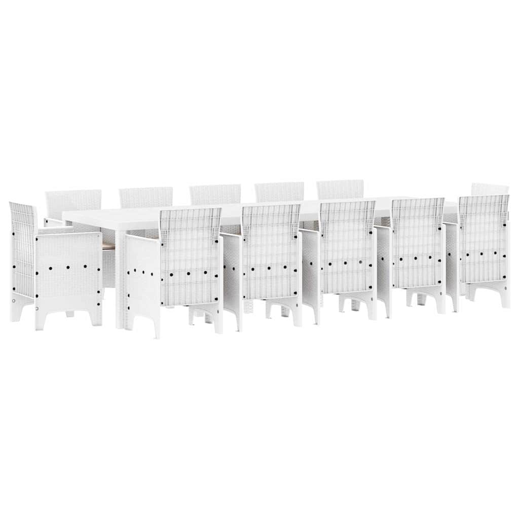 Garden Dining Set with Cushion 13 pcs White and Light grey