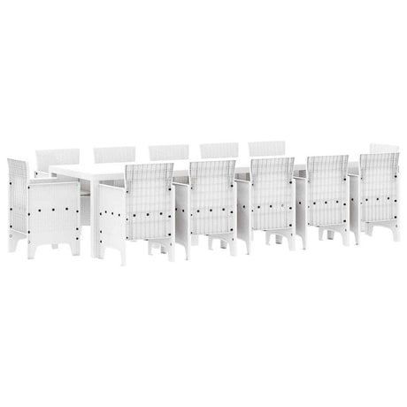 Garden Dining Set with Cushion 13 pcs White and Light grey