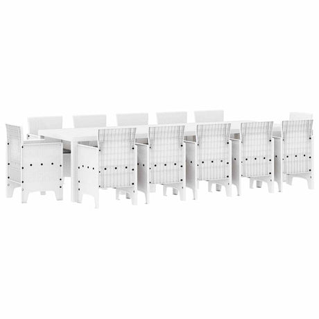 Garden Dining Set 13 pcs White Synthetic rattan and Metal