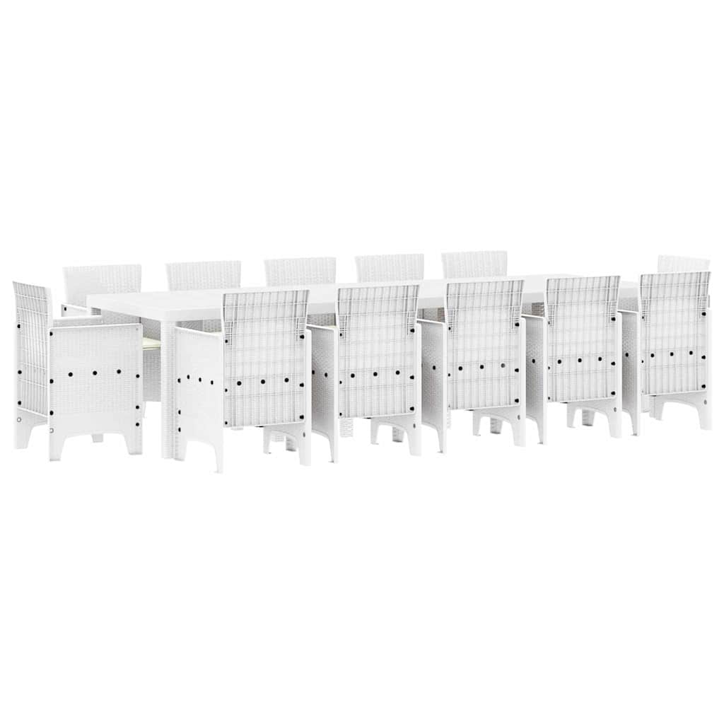 Garden Dining Set 13 pcs White Poly rattan and Cotton