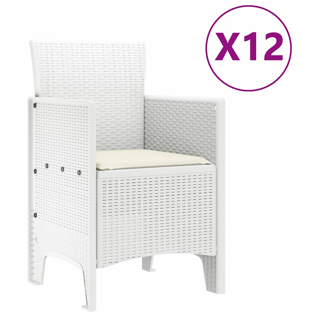 Garden Dining Set 13 pcs White Poly rattan and Cotton