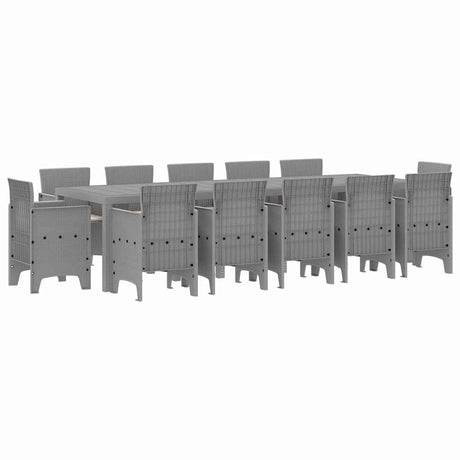 Garden Dining Set with Cushion 13 pcs Light grey Poly rattan