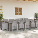 Garden Dining Set with Cushion 13 pcs Light Grey Poly rattan
