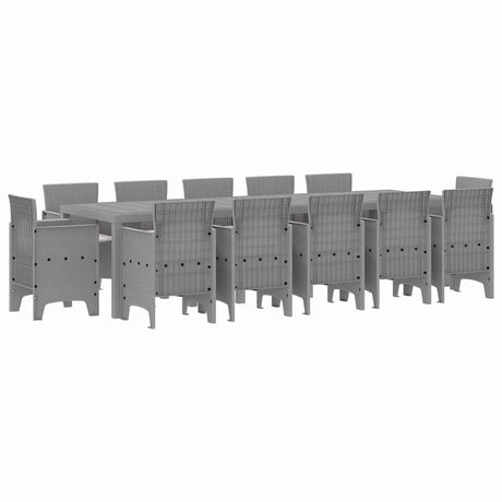 Garden Dining Set with Cushion 13 pcs Light Grey Poly rattan