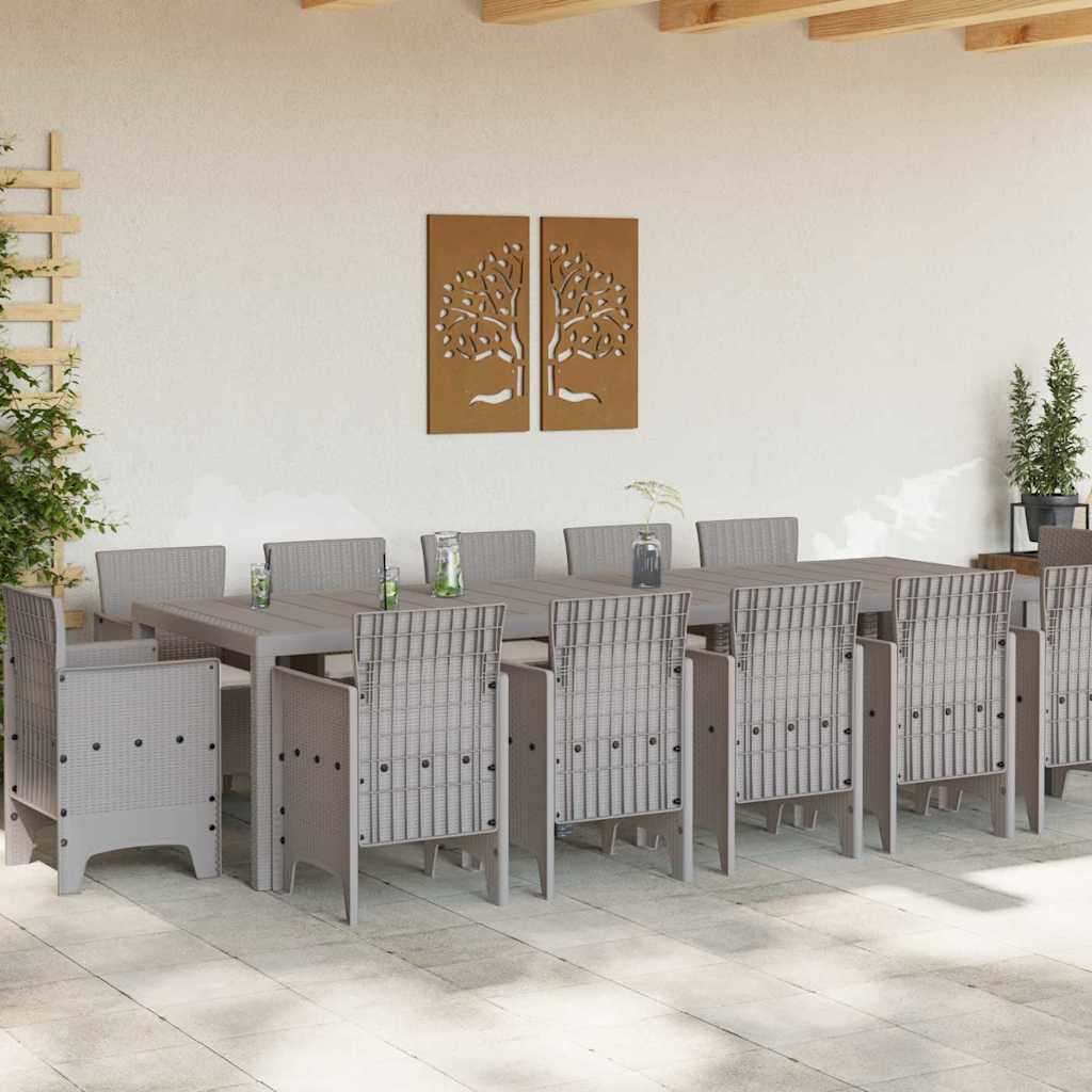 Garden Dining Set with Cushion Light grey