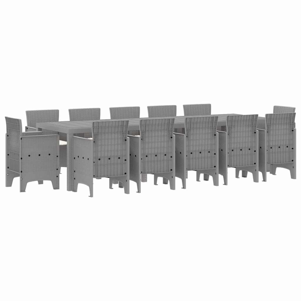 Garden Dining Set with Cushion Light grey