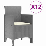 Garden Dining Set with Cushion 13 pcs Light grey