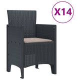 Garden Dining Set 15 pcs Anthracite Polt rattan