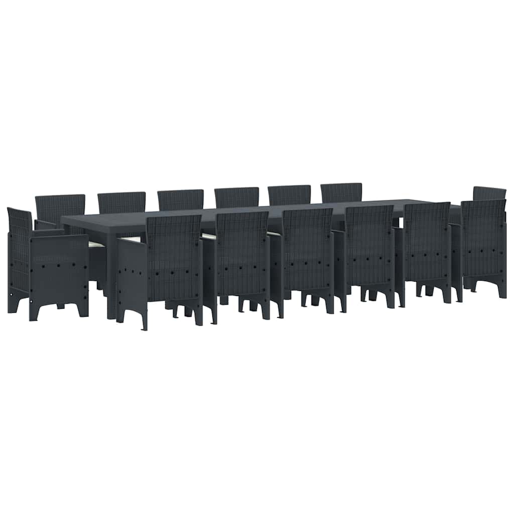 Garden Dining Set 15 pcs Anthracite Polt rattan