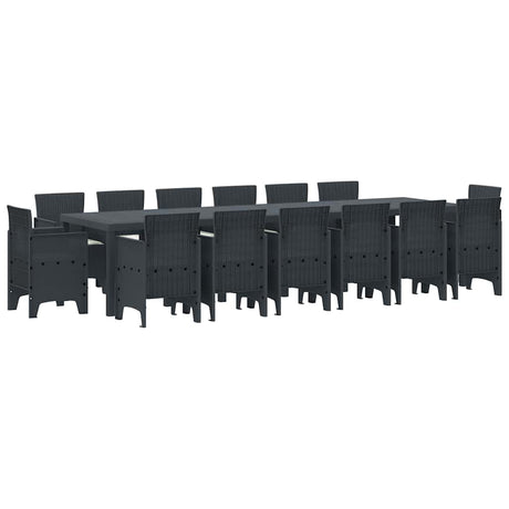 Garden Dining Set 15 pcs Anthracite Polt rattan