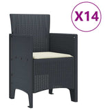 Garden Dining Set 15 pcs Anthracite Polt rattan