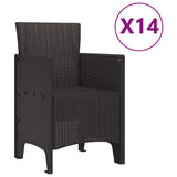 Garden Dining Set 15 pcs Brown Polt rattan