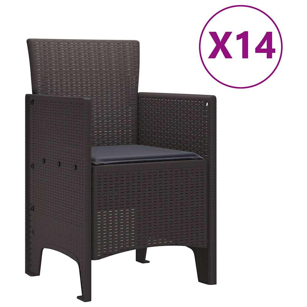Garden Dining Set 15 pcs Brown Polt rattan