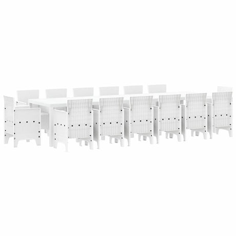 Garden Dining Set 15 pcs White Polt rattan
