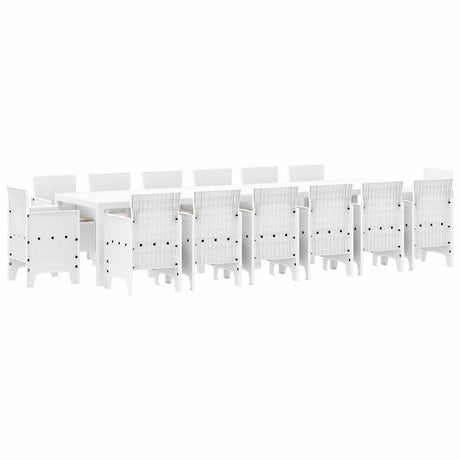 Garden Dining Set 15 pcs White Polt rattan