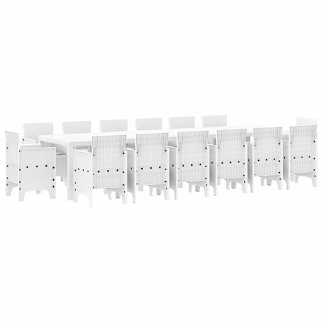 Garden Dining Set 15 pcs White Polt rattan