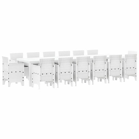 Garden Dining Set 15 pcs White Polt rattan