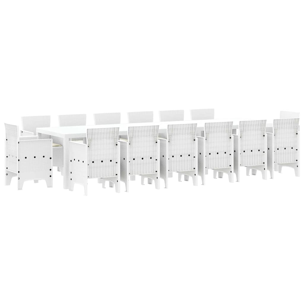 Garden Dining Set 15 pcs White Polt rattan