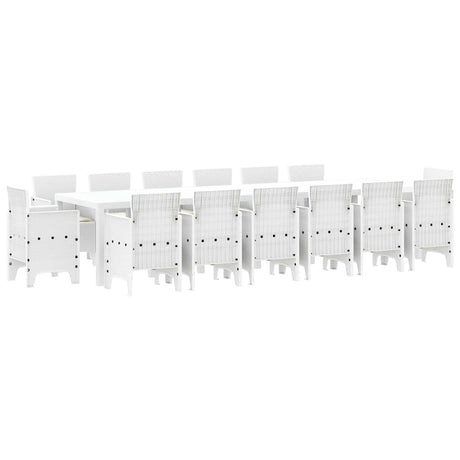 Garden Dining Set 15 pcs White Polt rattan