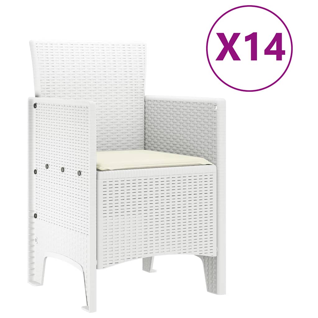 Garden Dining Set 15 pcs White Polt rattan