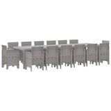 Garden Dining Set 15 pcs Light Grey Polt rattan