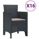 Garden Dining Set 17 pcs Anthracite Polt rattan
