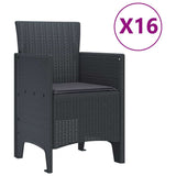 Garden Dining Set 17 pcs Anthracite Polt rattan