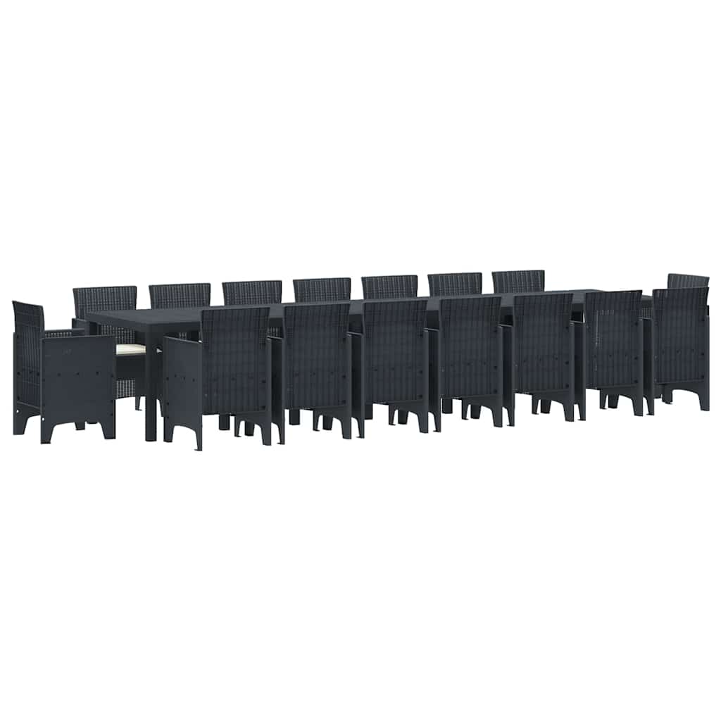 Garden Dining Set 17 pcs Anthracite Polt rattan