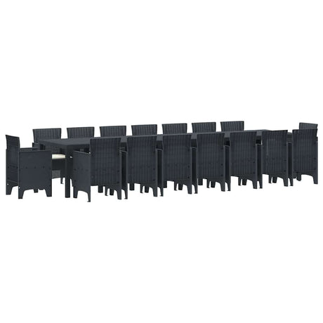 Garden Dining Set 17 pcs Anthracite Polt rattan