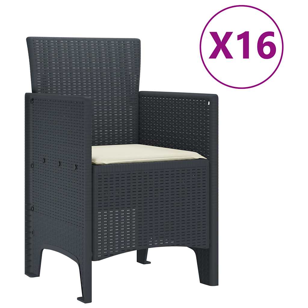 Garden Dining Set 17 pcs Anthracite Polt rattan