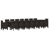 Garden Dining Set with Cushion 17 pcs Brown Poly Rattan