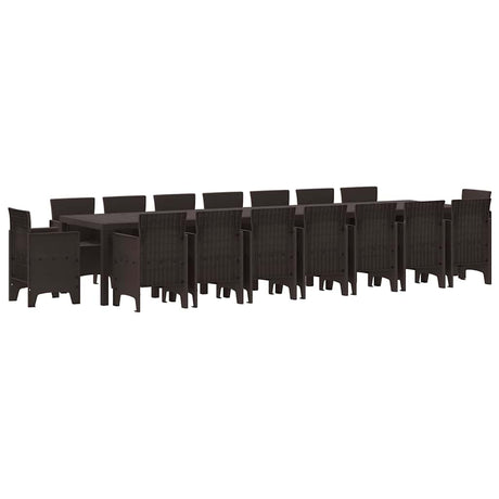 Garden Dining Set with Cushion 17 pcs Brown Poly Rattan