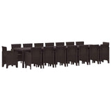 Garden Dining Set with Cushions with Cushion 17 pcs Brown PP