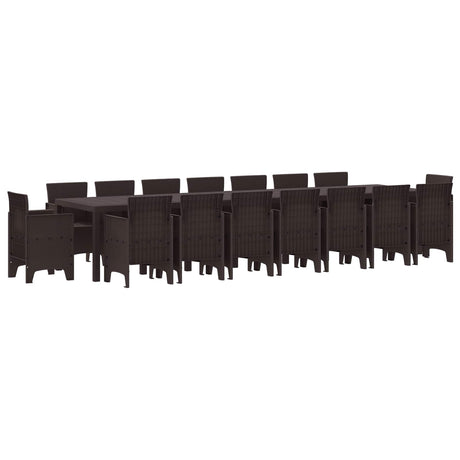 Garden Dining Set with Cushions with Cushion 17 pcs Brown PP